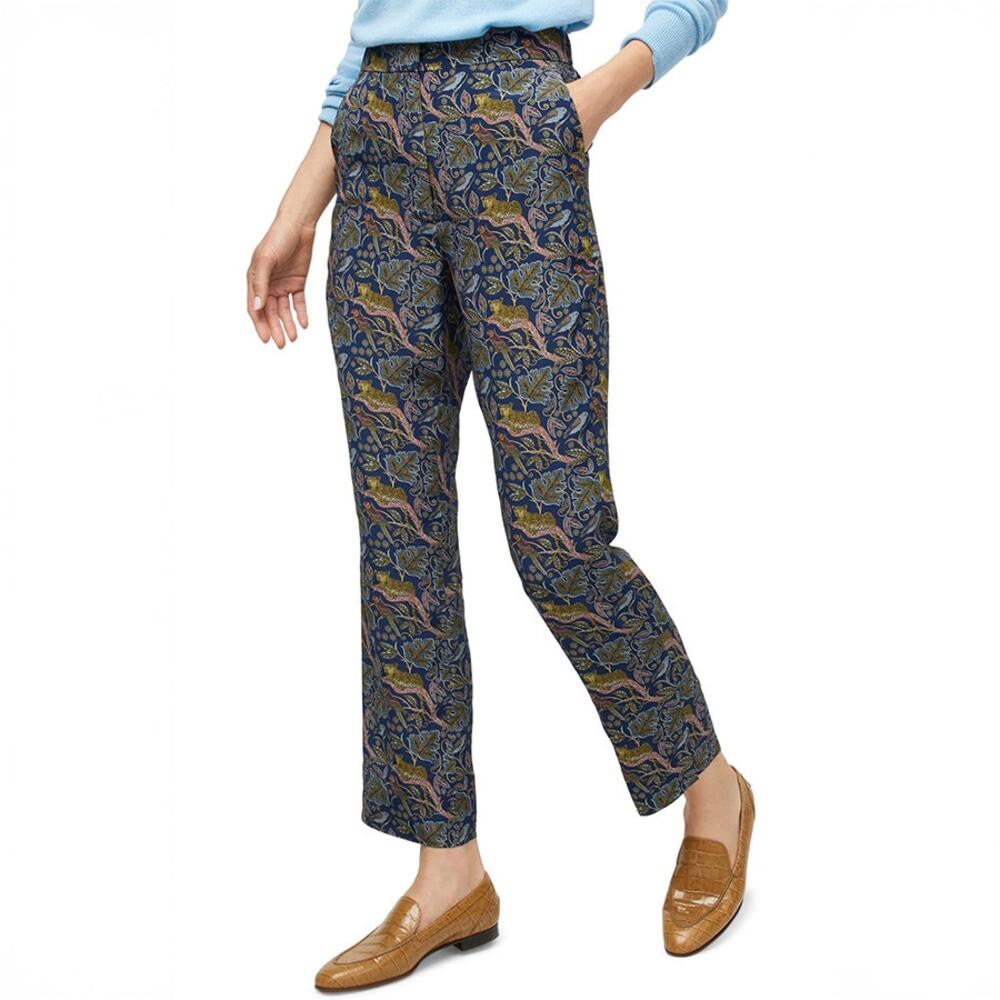 J.Crew Silk Easy Pant in Botanical Cheetah Print Size 2